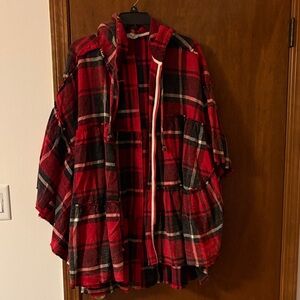 Vici Red and Black Plaid Cape